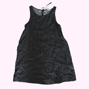 100% Linen NWT Nicole Millet Black & White Polka Dot A-line dress Sz Medium